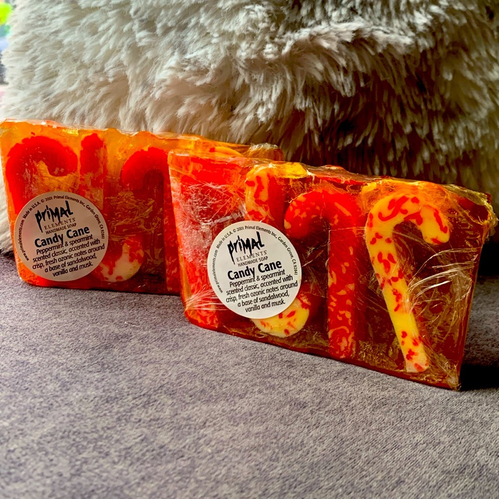 New primal candy cane handmade soaps lot x 2
